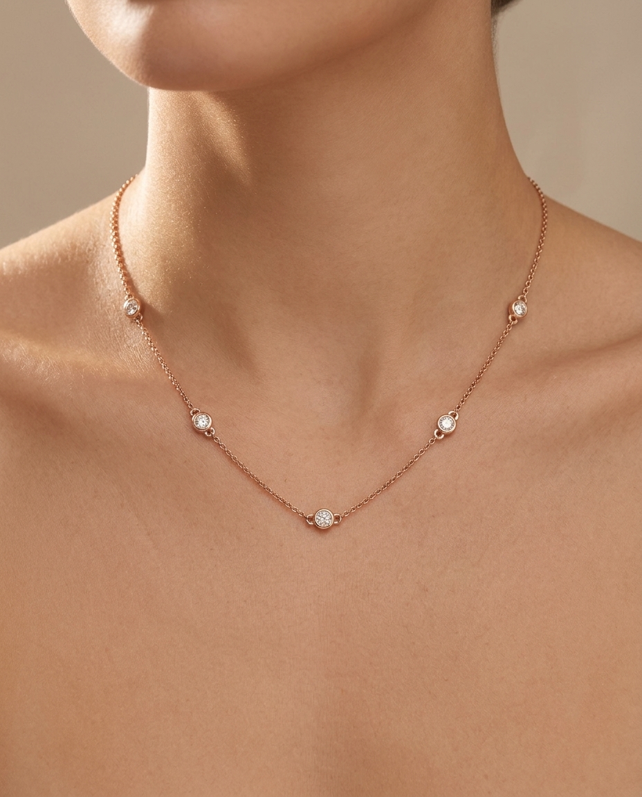 14KT Gold Diamond BY the Yard Necklace 0.75 Cts view 2