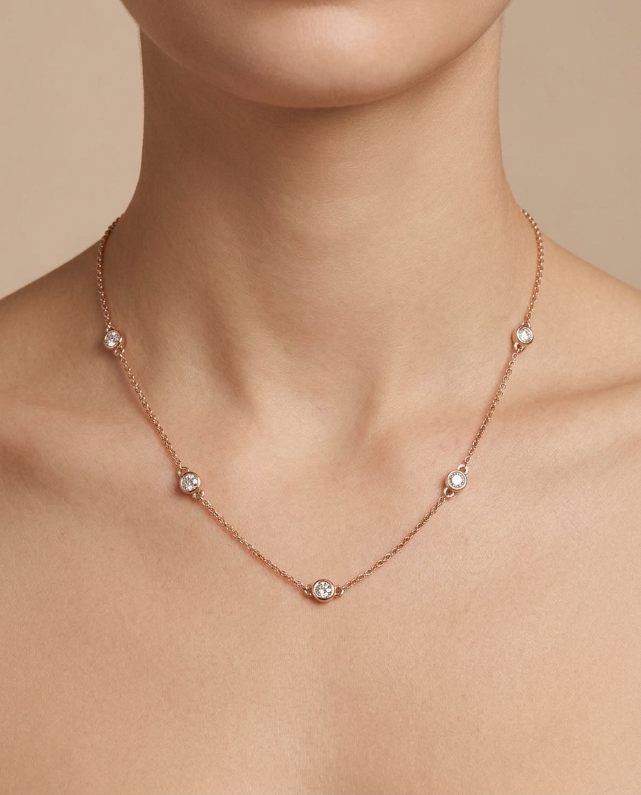 14KT Gold Diamond BY the Yard Necklace 0.75 Cts view 2