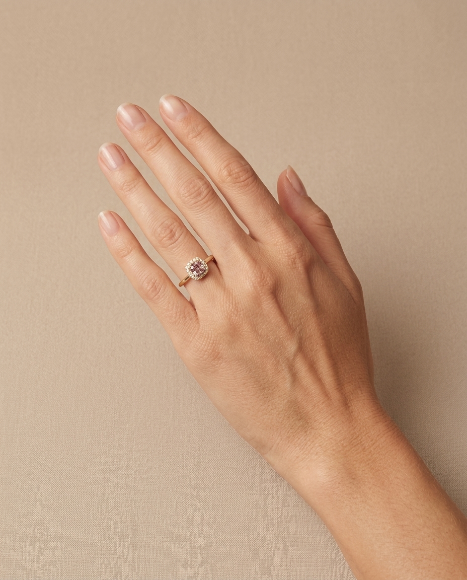 18KT Yellow Gold Fancy Diamond Ring on model