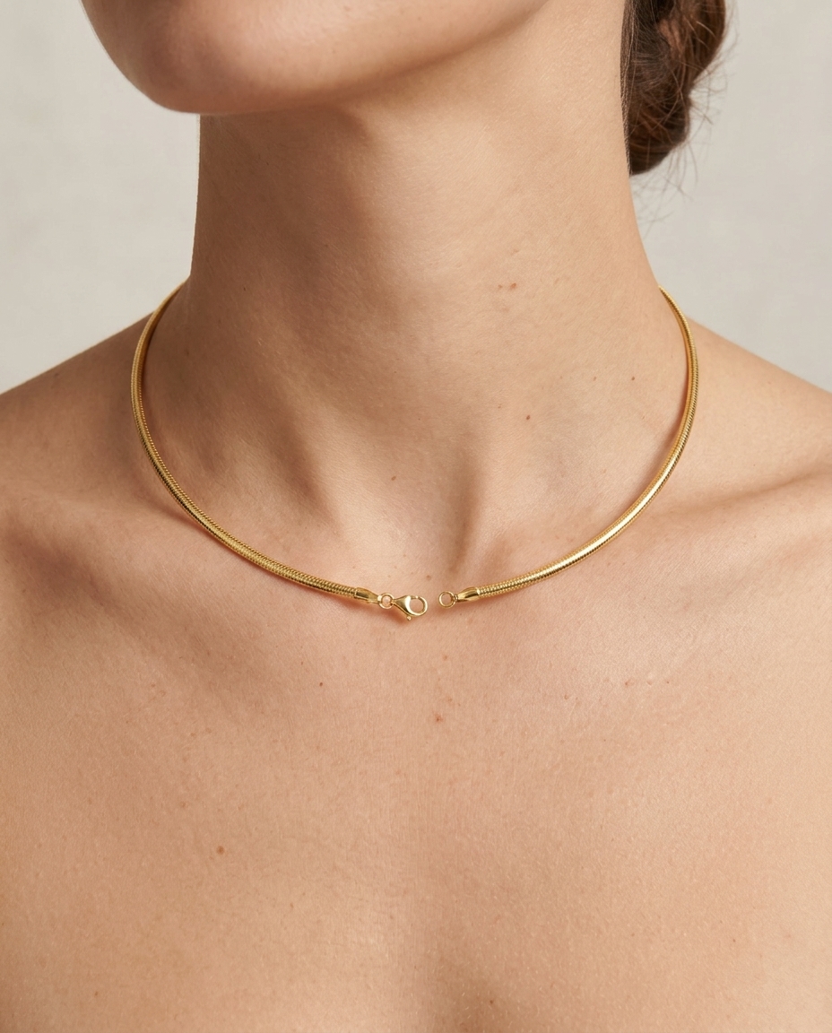 14KT Gold Omega Necklace view 2