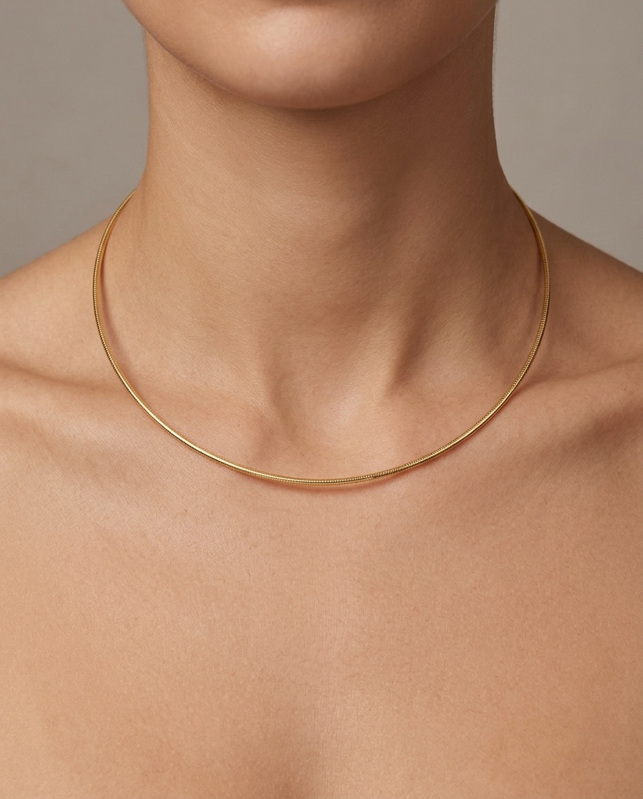 14KT Gold Omega Necklace view 2