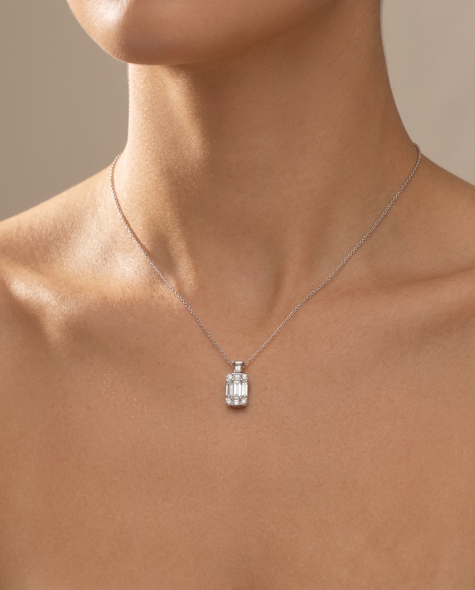 18KT White Gold Diamond Pendent view 2
