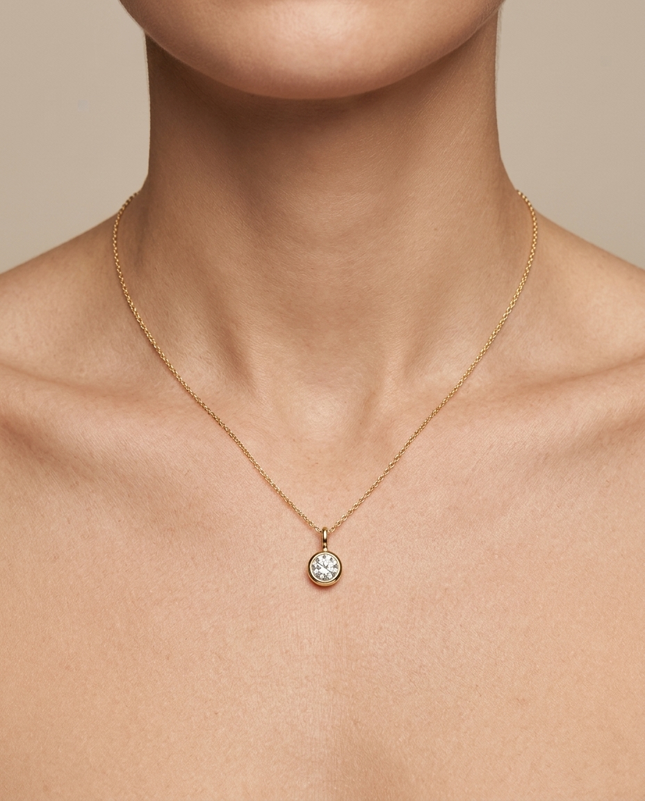 14KT Yellow Gold Diamond Pendant view 2