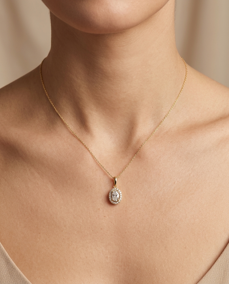14KT Gold Diamond Pendant view 2