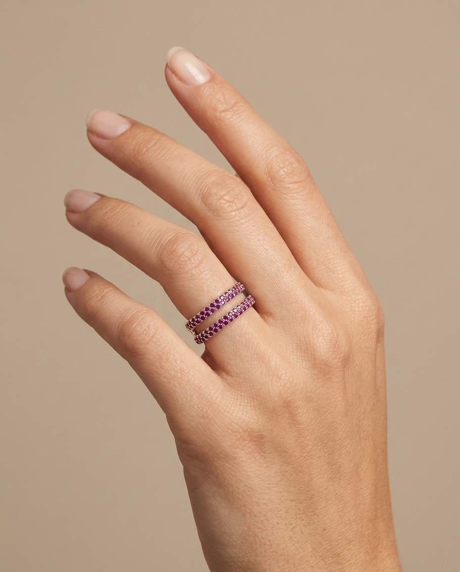 18KT White Gold Ruby Ring on model