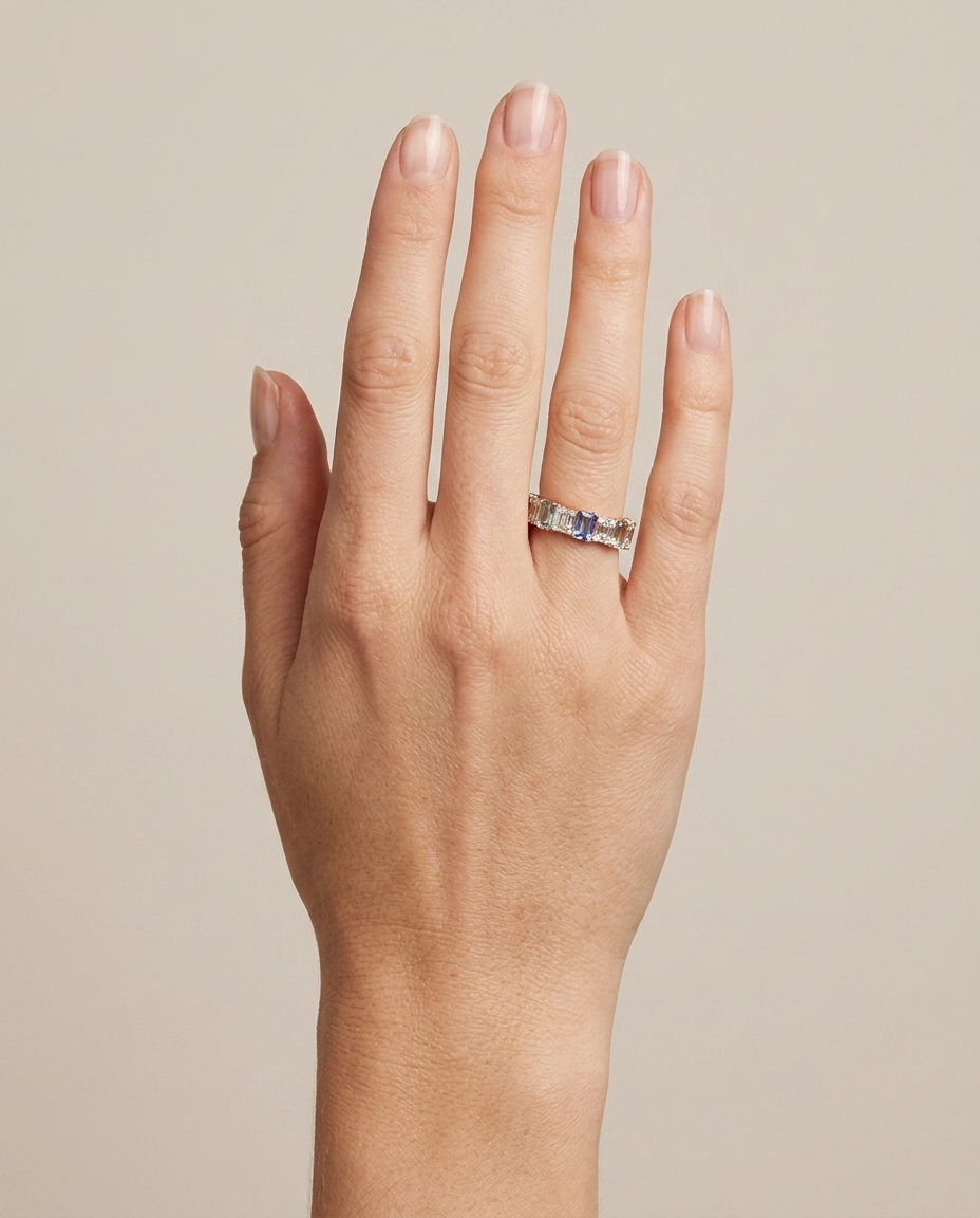 18KT Rose Gold Multi Sapphire and Diamonds Ring view 2