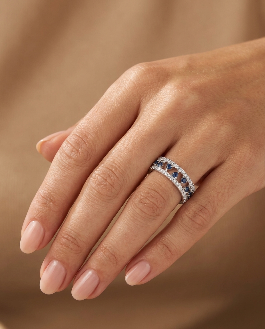 18KT Gold Blue Sapphire Ring view 2