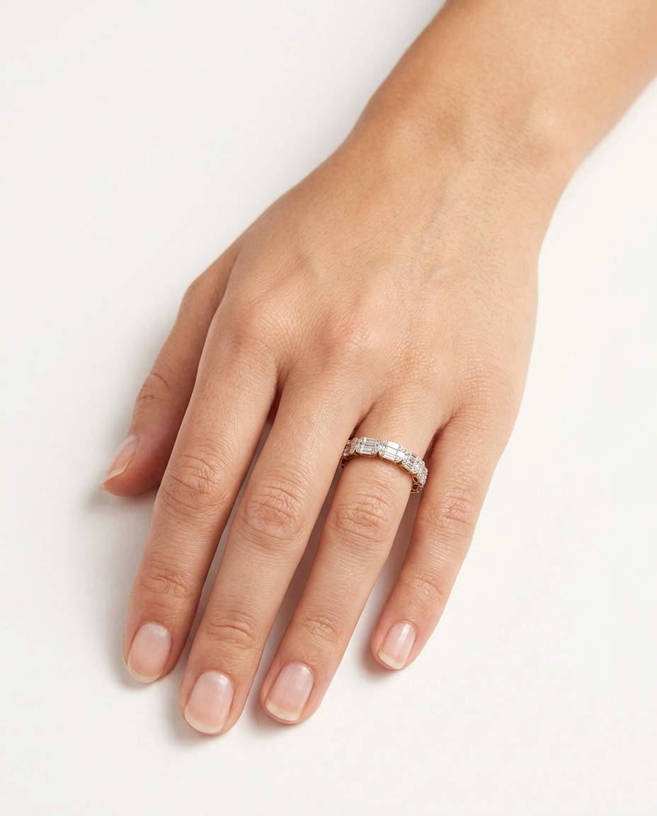 18KT Rose Gold Diamond Ring on model