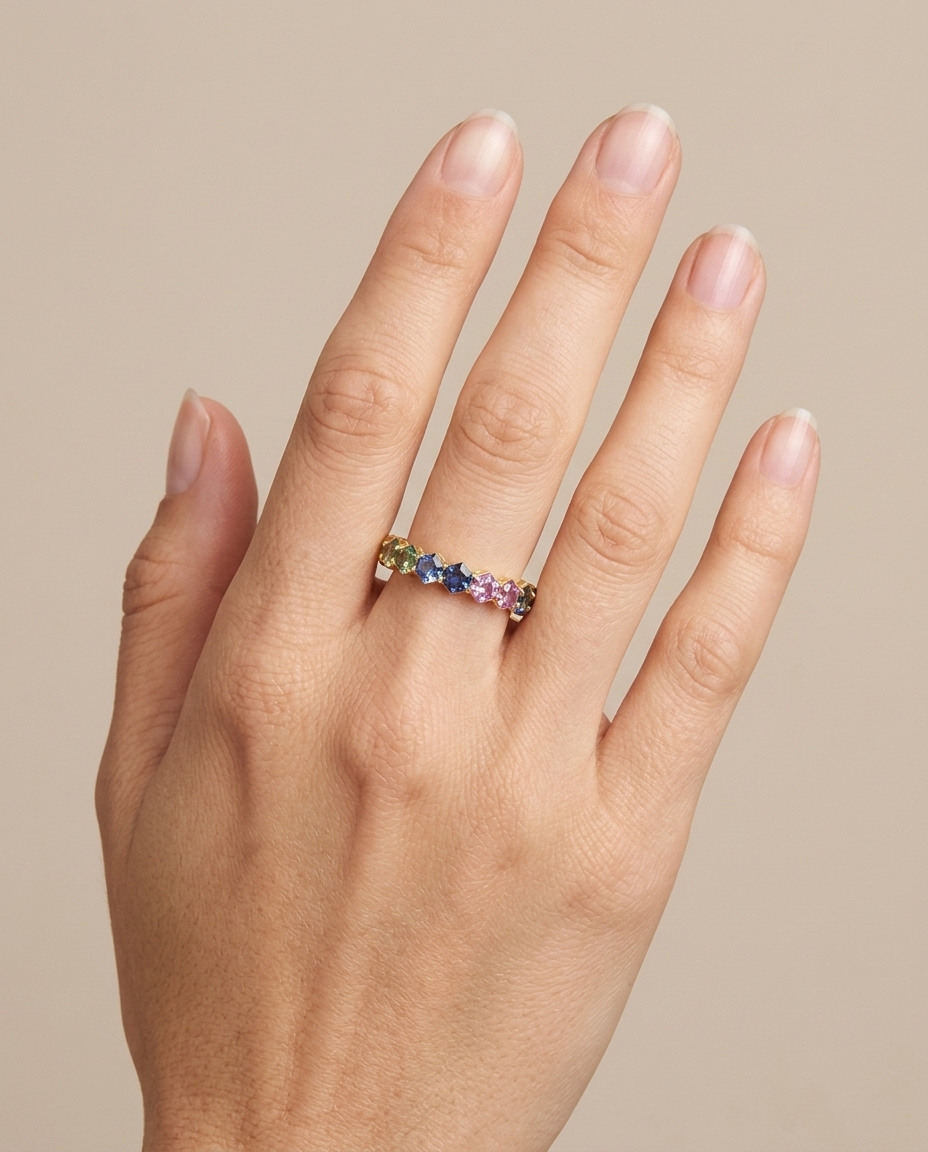 14KT Yellow Gold Multi Sapphire Ring view 2