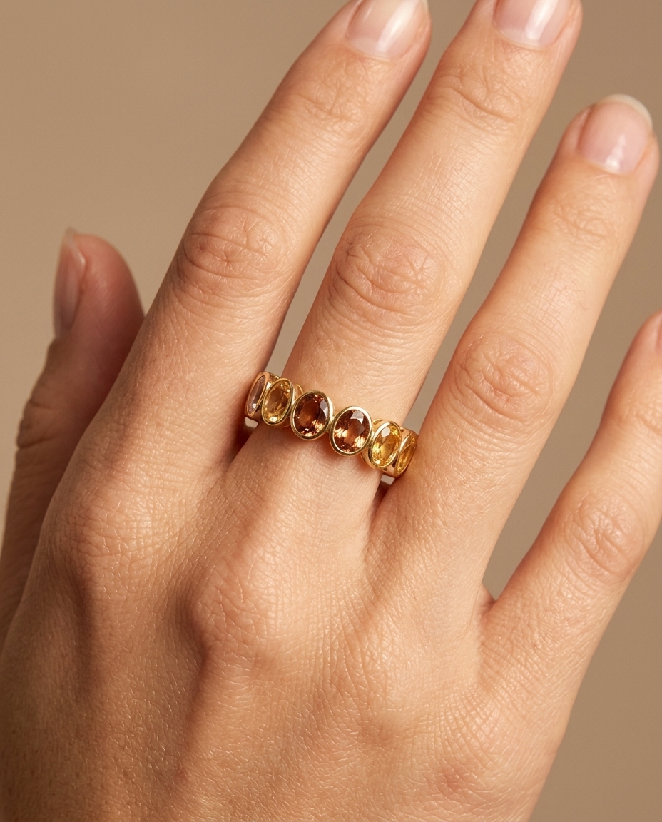 14KT Gold Multi Sapphire Ring view 2