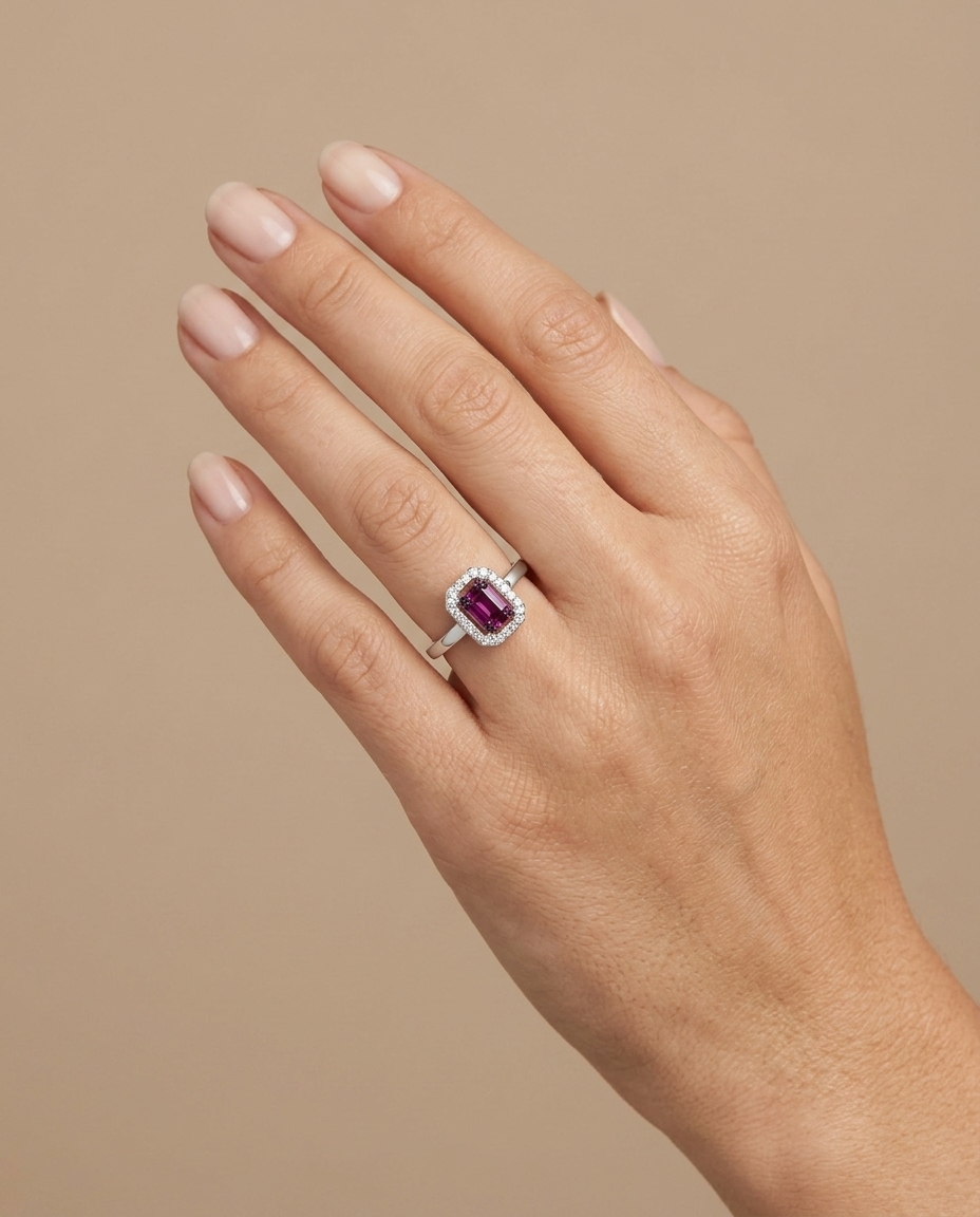 18KT White Gold Ruby and Diamonds Ring view 2