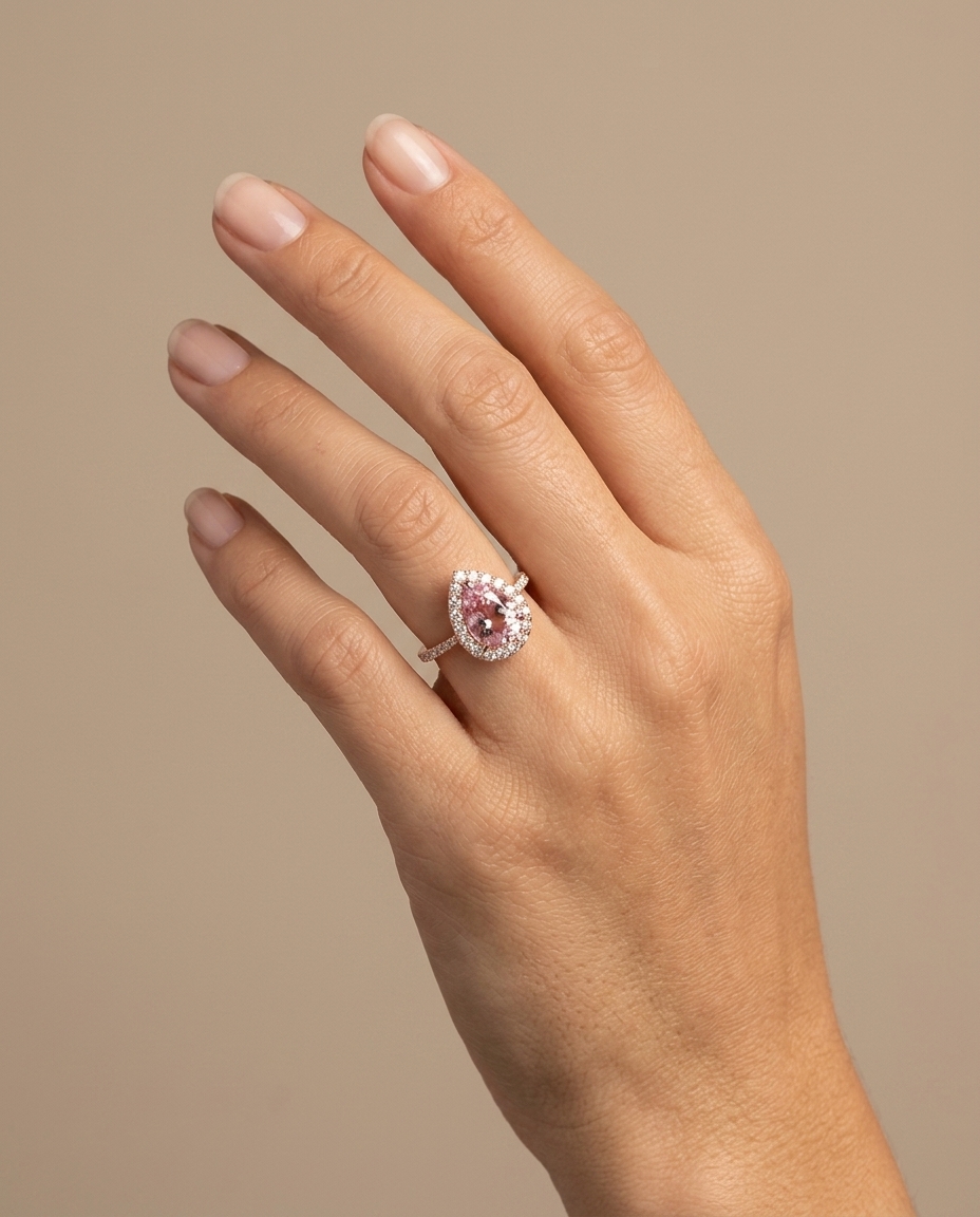 14KT Rose Gold Morganite and Diamonds Ring view 2