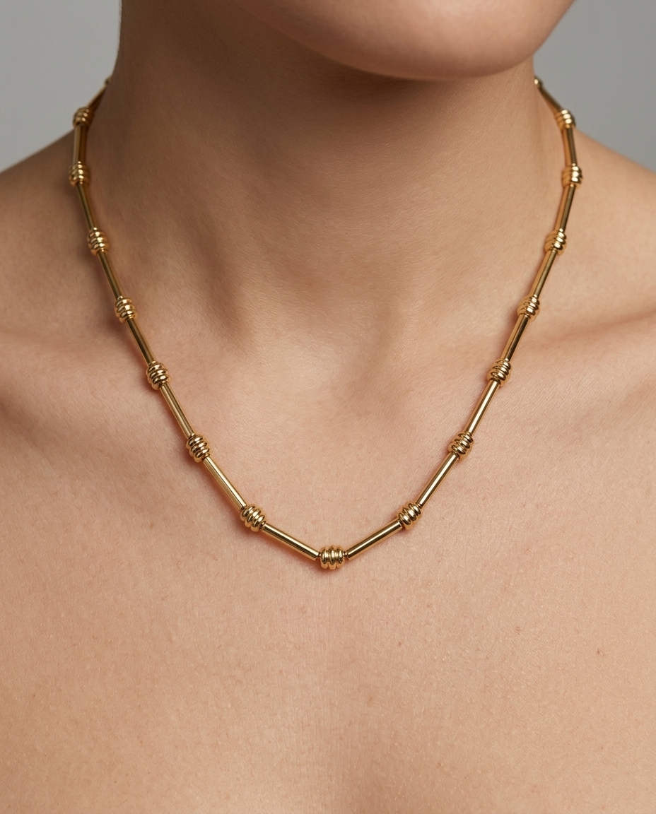 14KT Yellow Gold Necklace on model