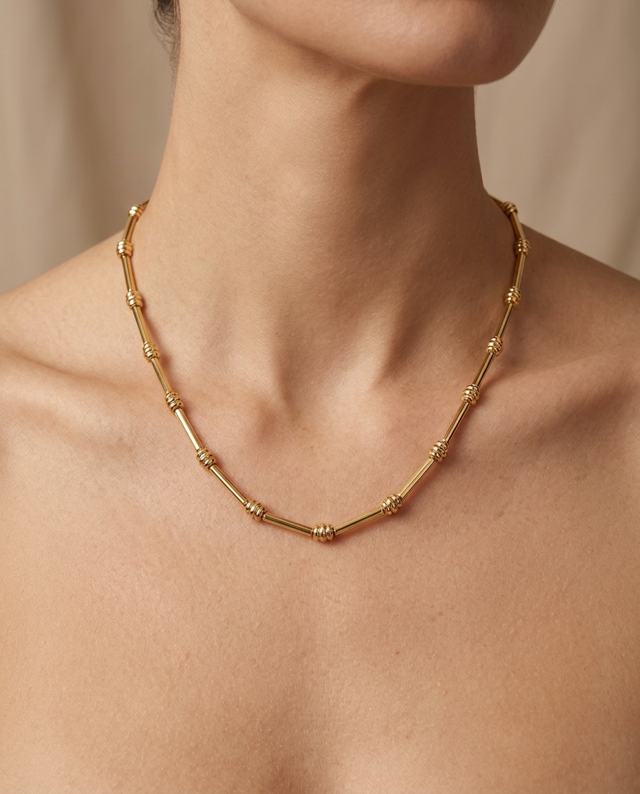 14KT Yellow Gold Necklace on model