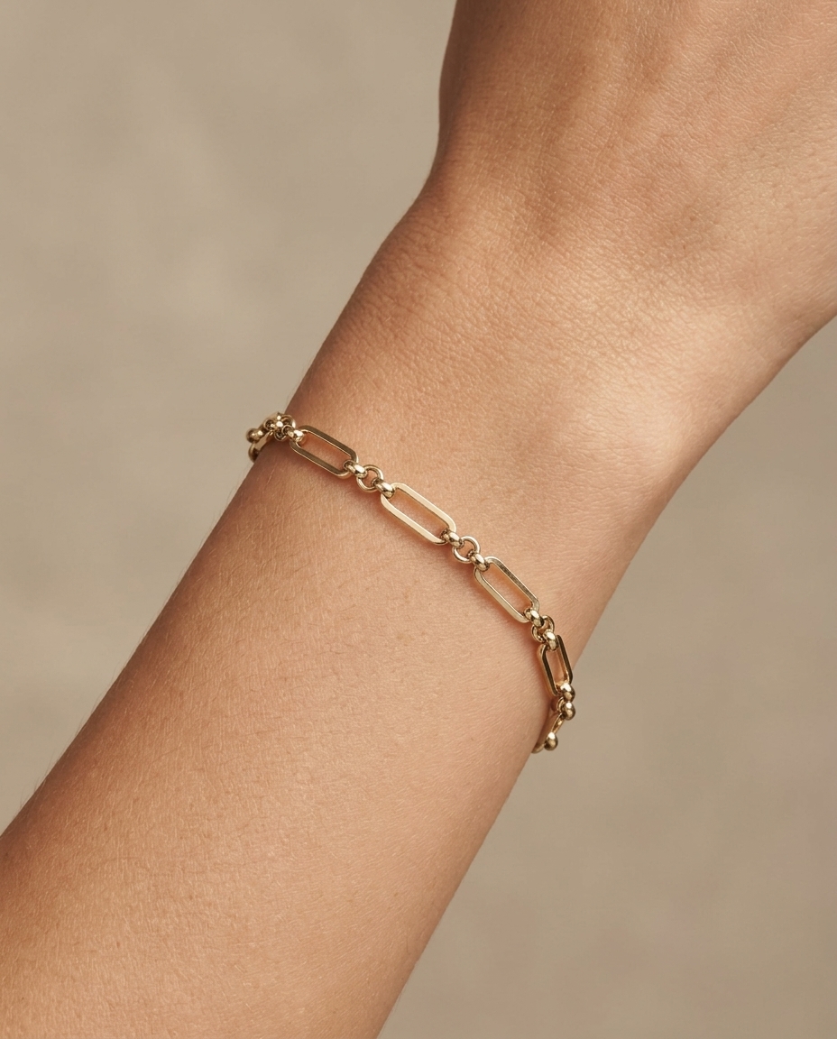 14KT Gold Paperclip Bracelet view 2