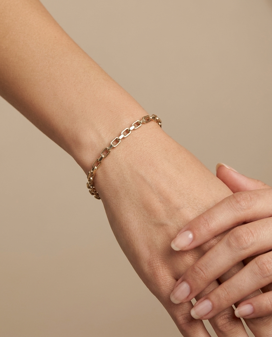 14KT Gold Paperclip Bracelet view 2