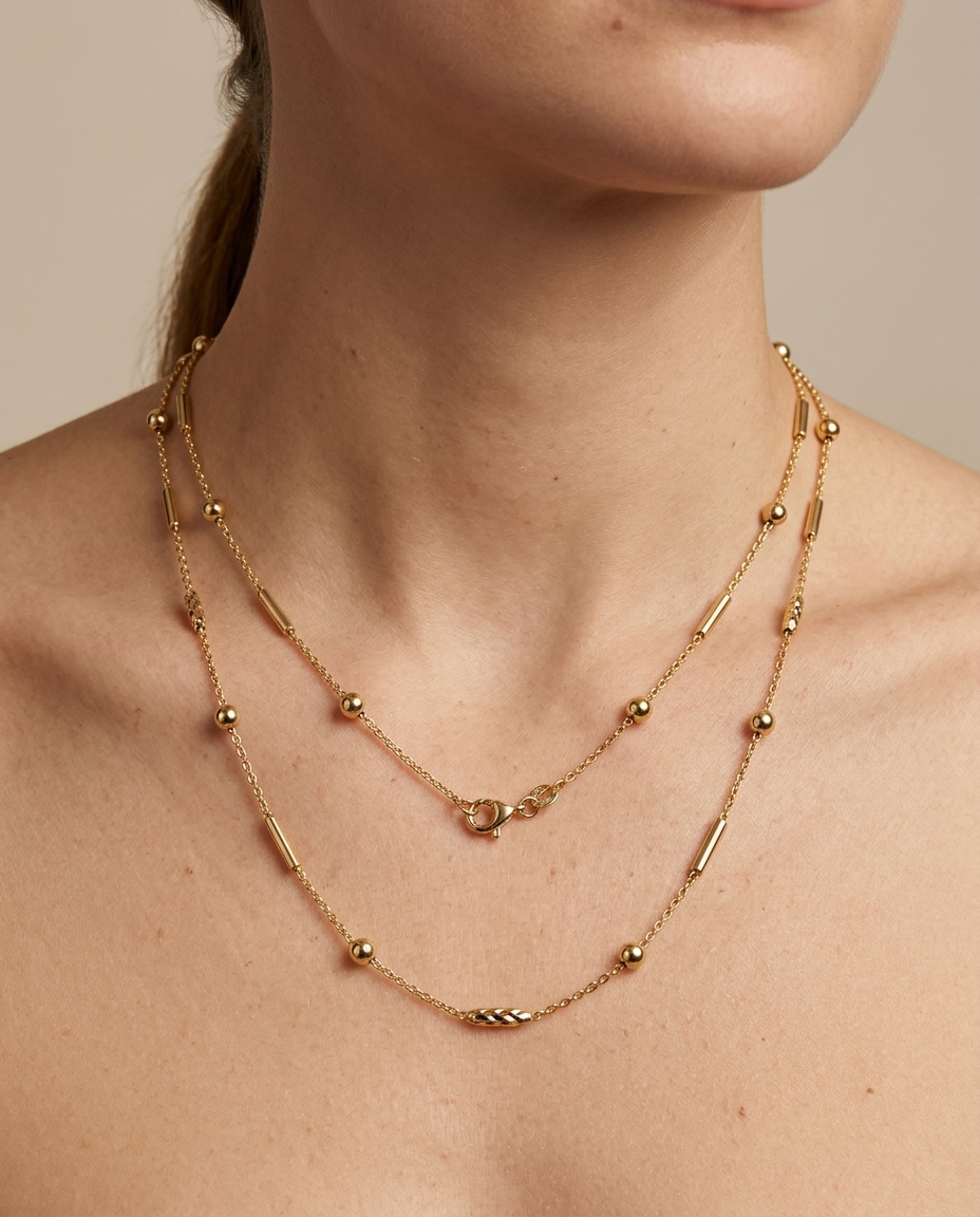 14KT Yellow Gold Necklace on model