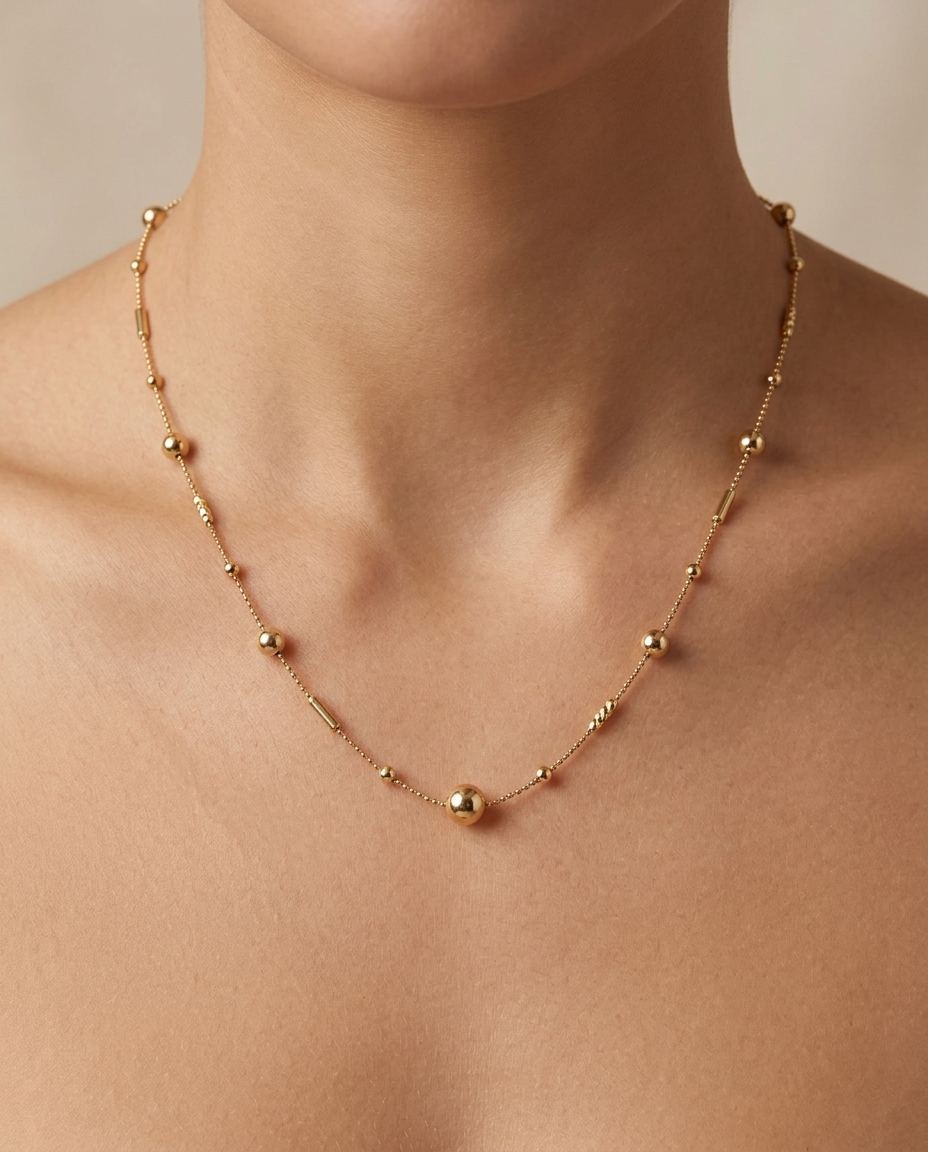 14KT Yellow Gold Necklace on model