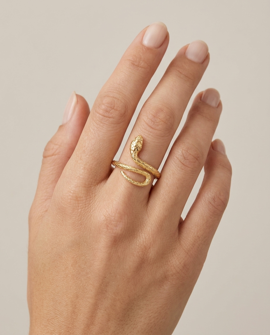 14KT Yellow Gold Snake Ring view 2