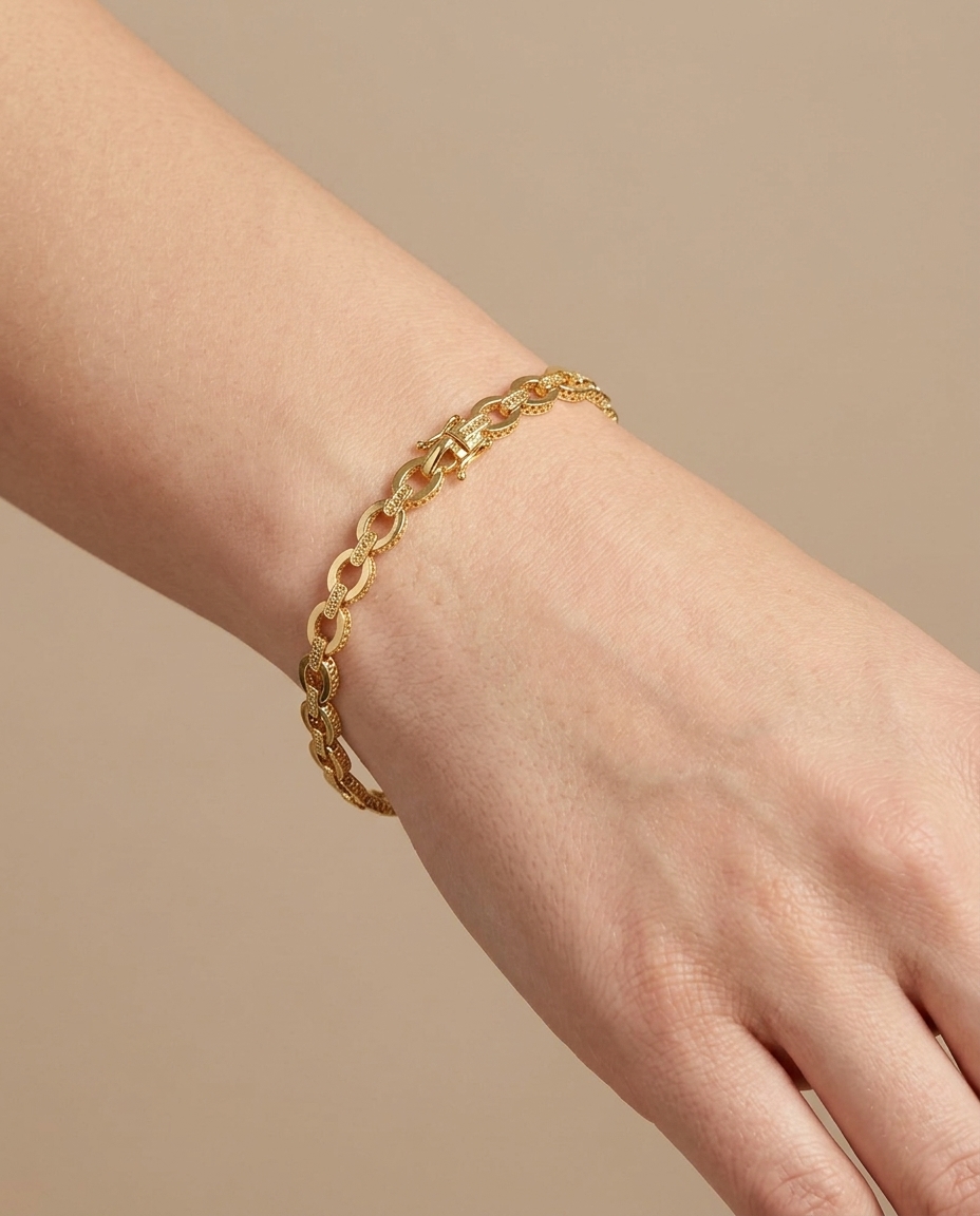 14KT Gold Diamond Bracelet on model