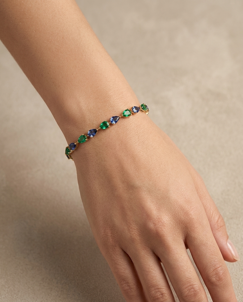 14KT Yellow Gold Diamond Bracelet on model