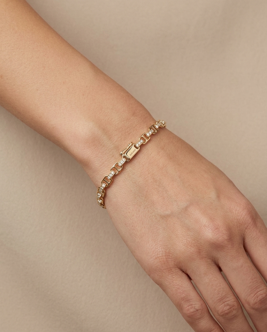14KT Yellow Gold Diamond Bracelet view 2