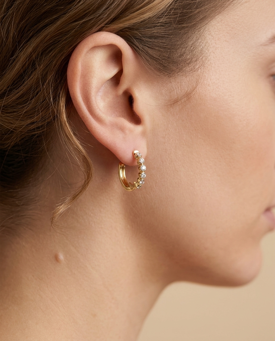 14KT Gold Diamond Earrings view 2