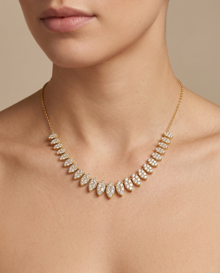 14KT Gold Diamond Necklace view 2