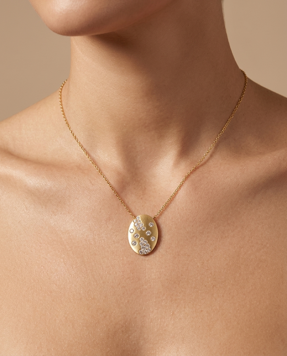 14KT Yellow Gold Diamond Necklace view 2