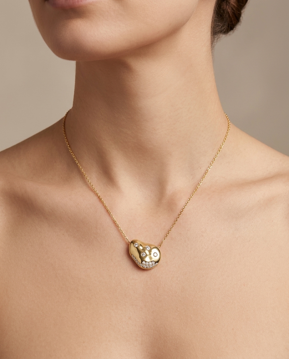 14KT Yellow Gold Diamond Necklace view 2