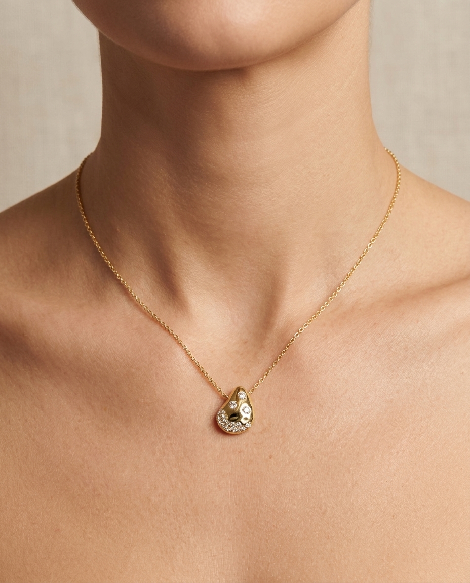 14KT Yellow Gold Diamond Necklace view 2
