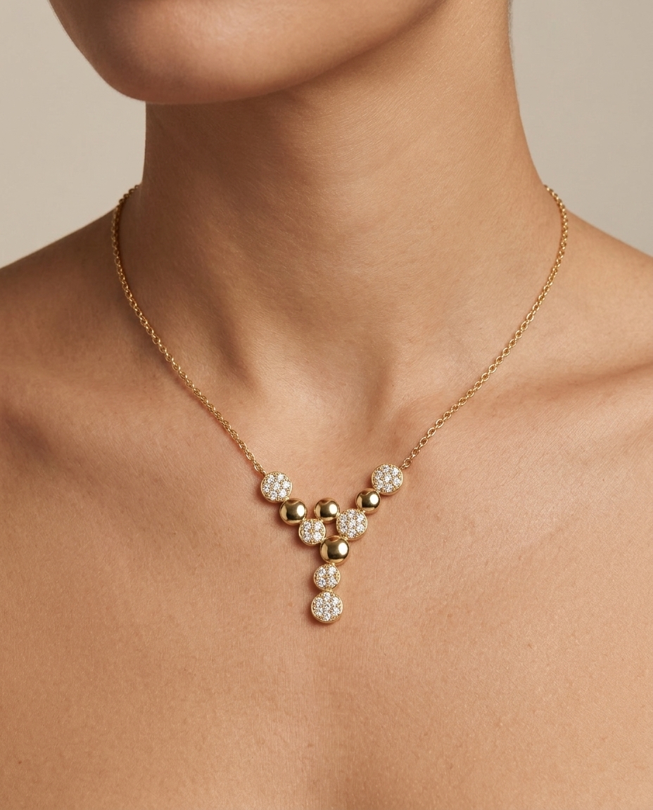 14KT Yellow Gold Diamond Necklace view 2