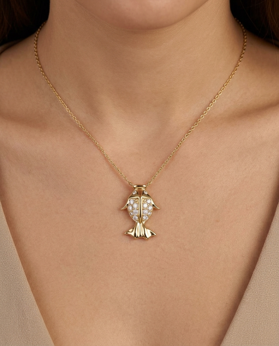 14KT Yellow Gold Diamond Necklace view 2
