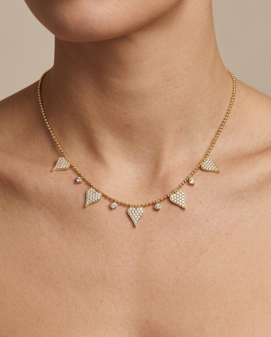 14KT Yellow Gold Diamond Necklace view 2
