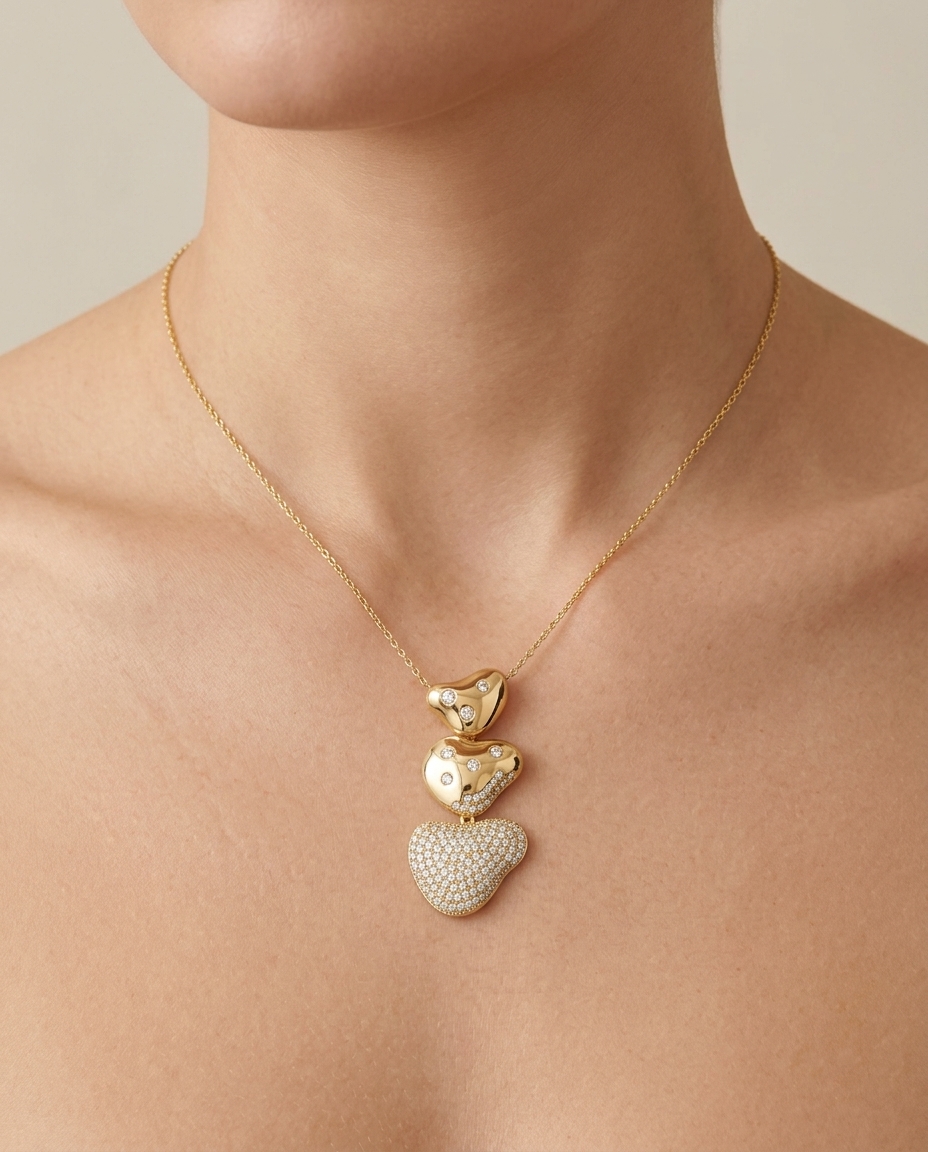 14KT Yellow Gold Diamonds Pandent on model