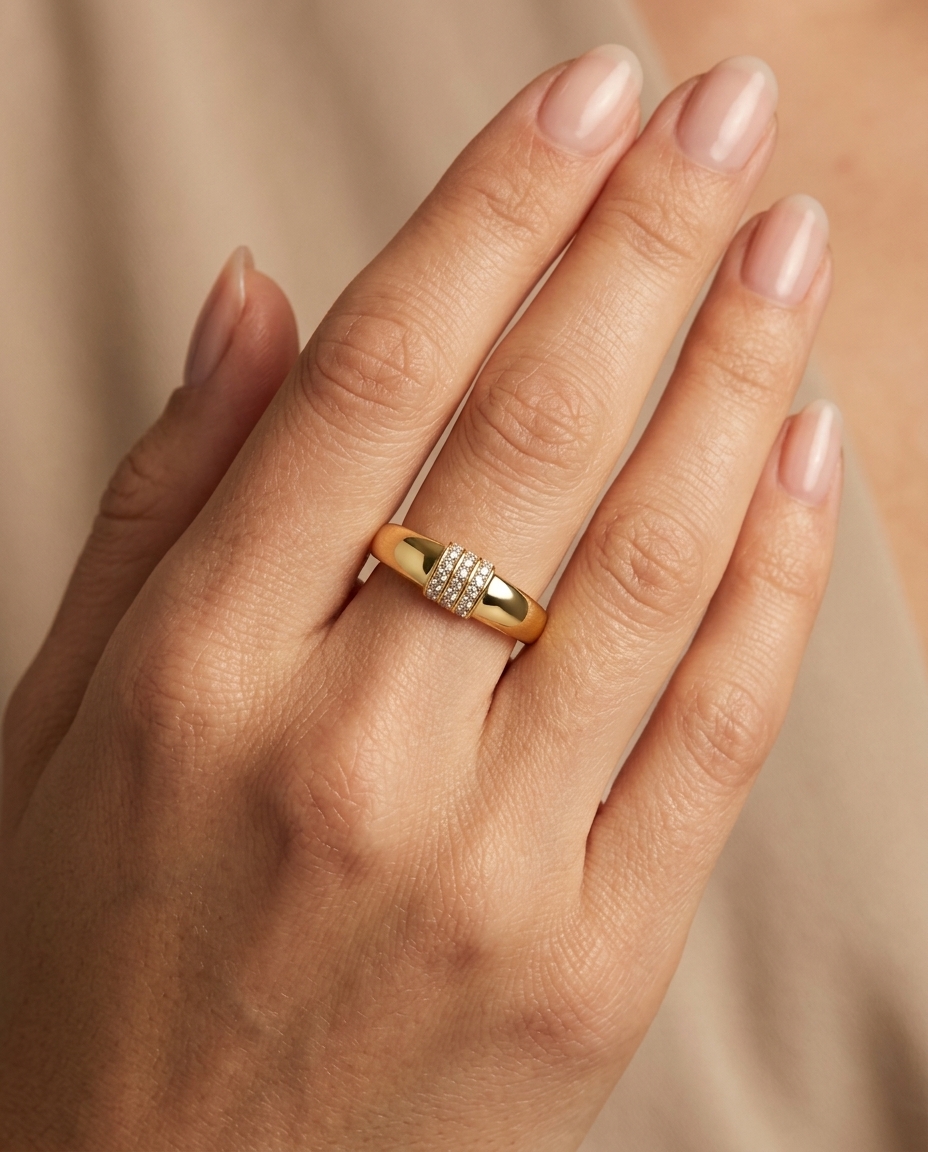 14KT Yellow Gold Diamond Ring on model
