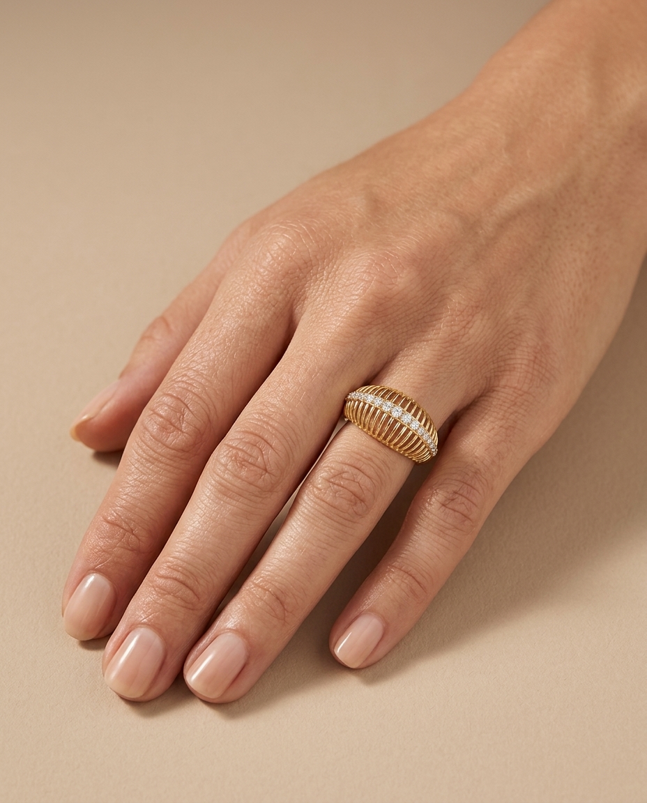 14KT Yellow Gold Diamond Ring view 2