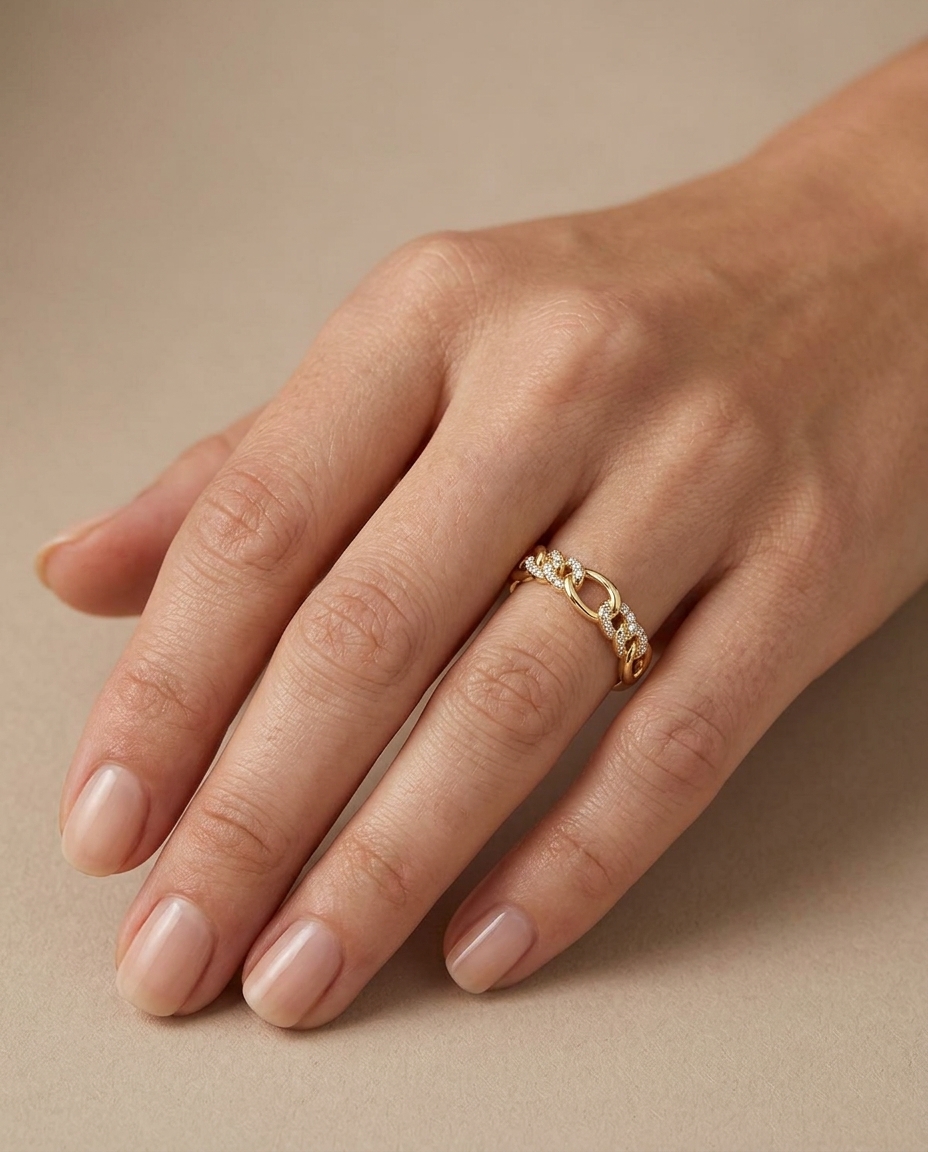 14KT Yellow Gold Diamond Ring on model