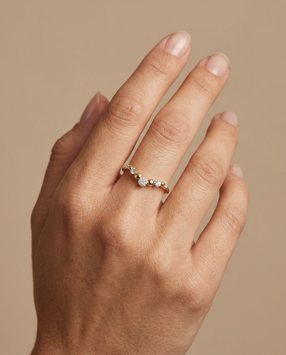 14KT Yellow Gold Diamond Ring on model