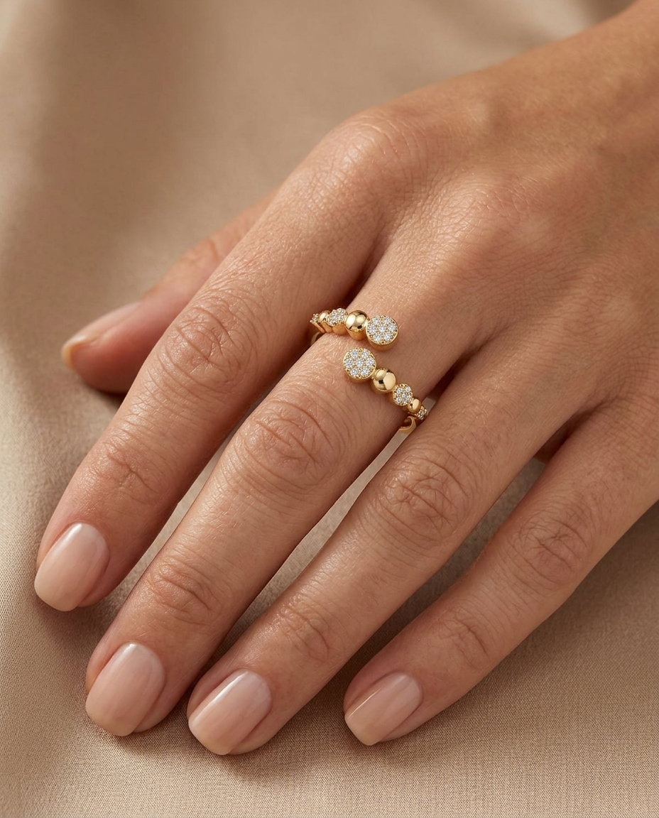 14KT Yellow Gold Diamond Ring on model