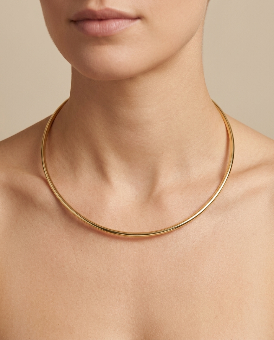 14KT Yellow Gold Omega Necklace view 2