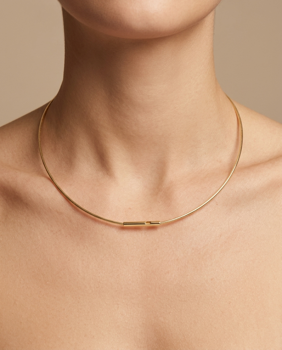 14KT Yellow Gold Omega Necklace view 2