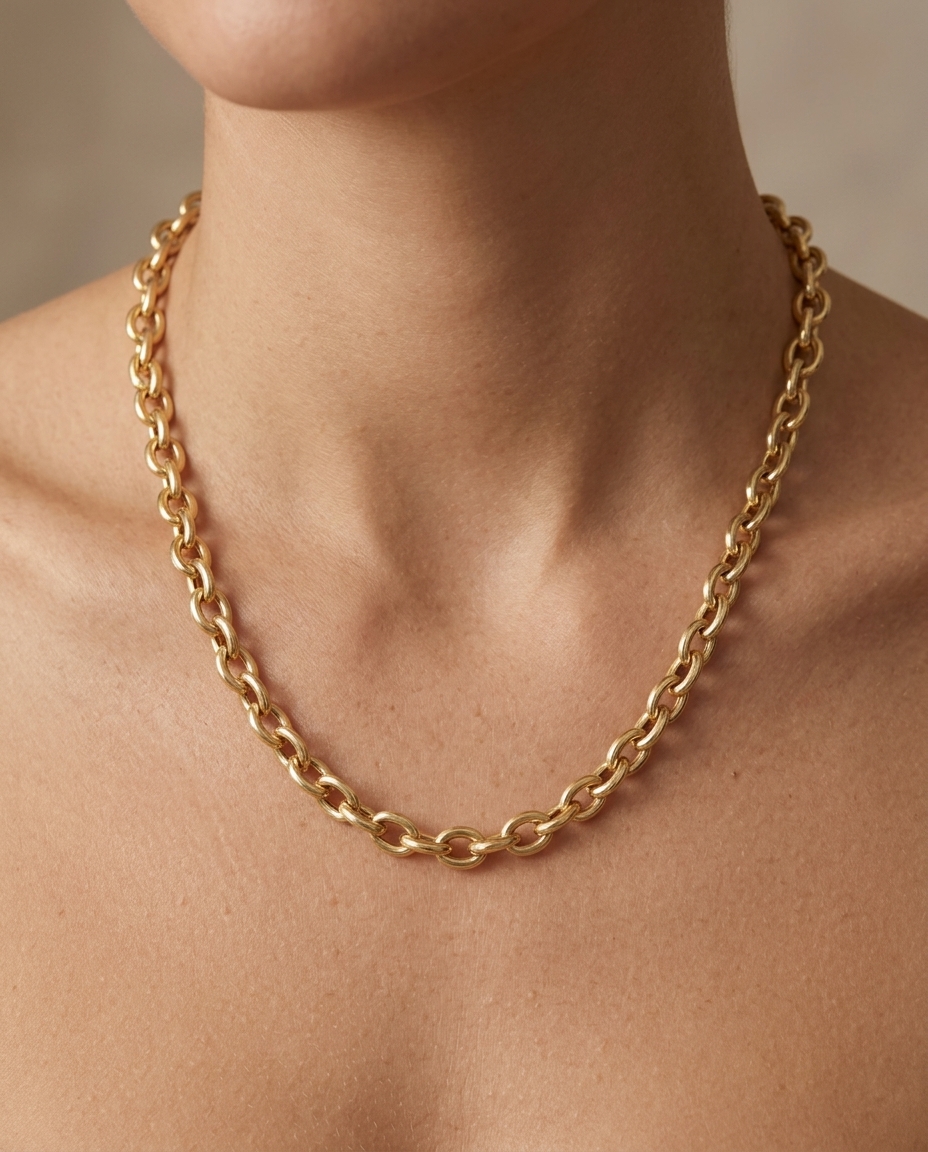 14KT Yellow Gold Necklace on model