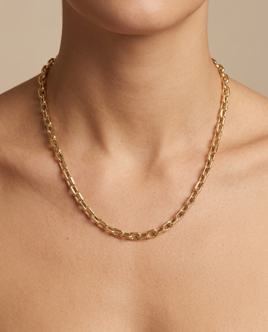 14KT Yellow Gold Necklace on model