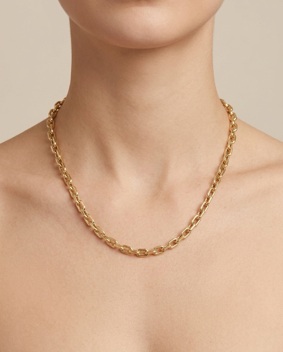 14KT Yellow Gold Necklace on model