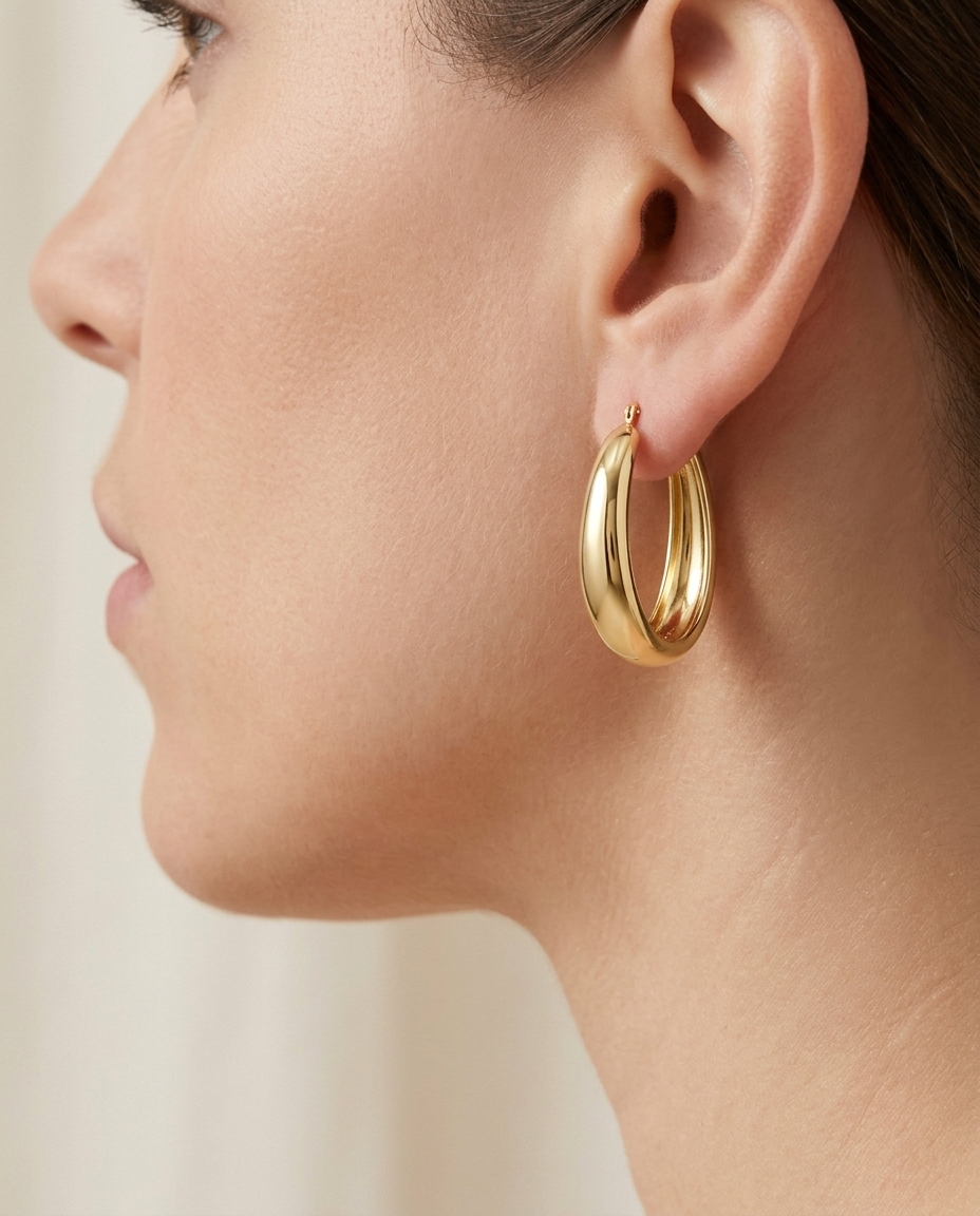 14KT Yellow Gold Earring on model