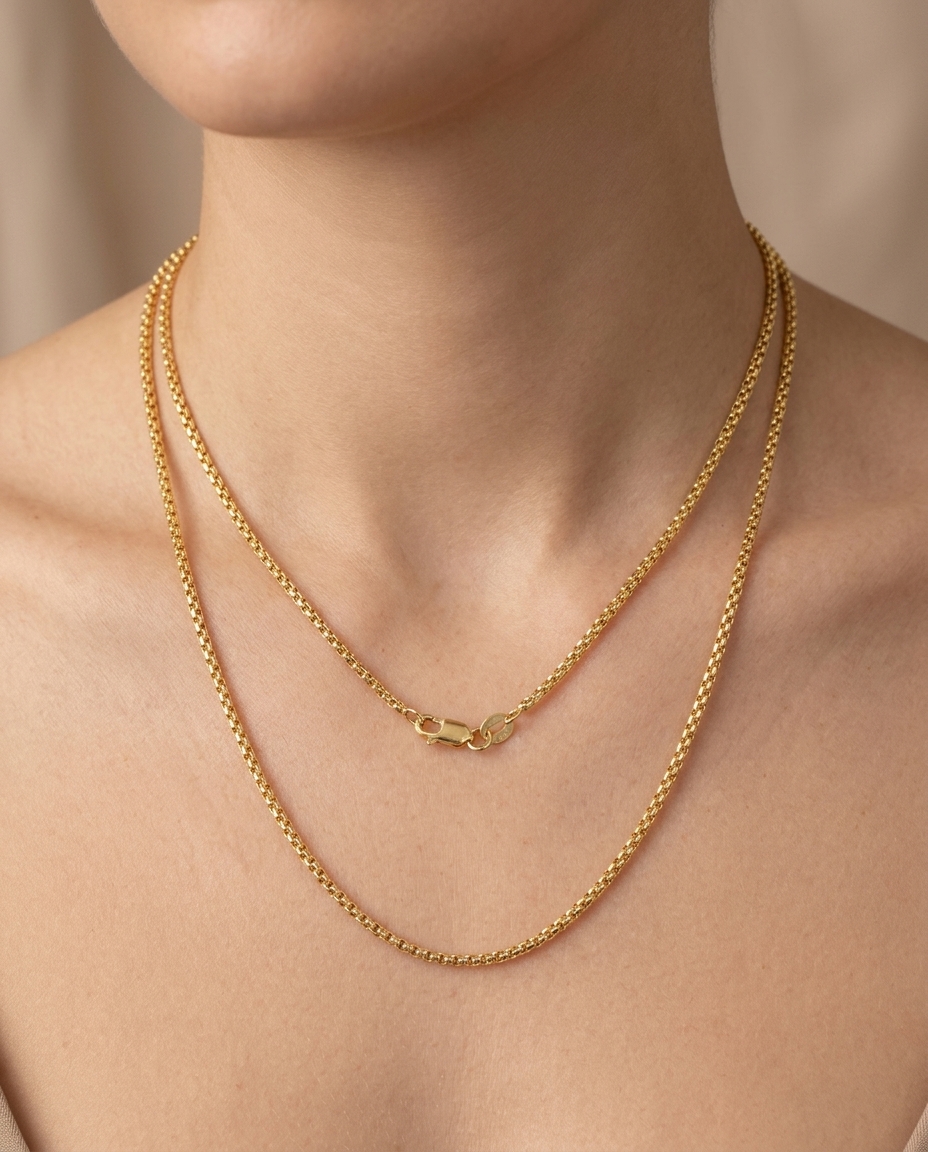 14KT Yellow Gold Necklace on model