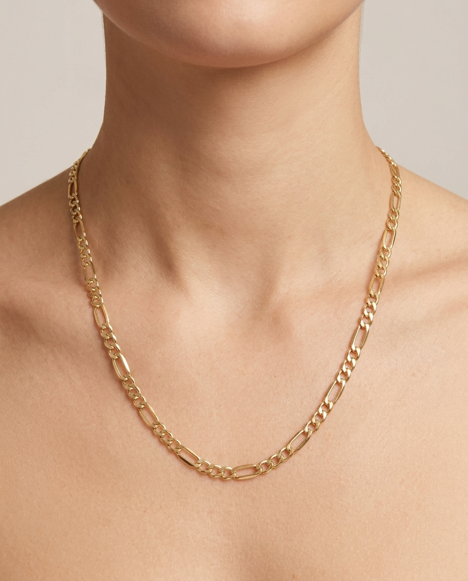 14KT Gold Chain Necklace on model