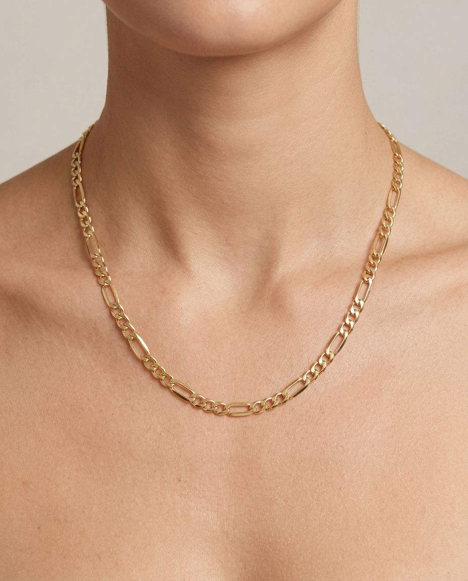 14KT Gold Chain Necklace on model