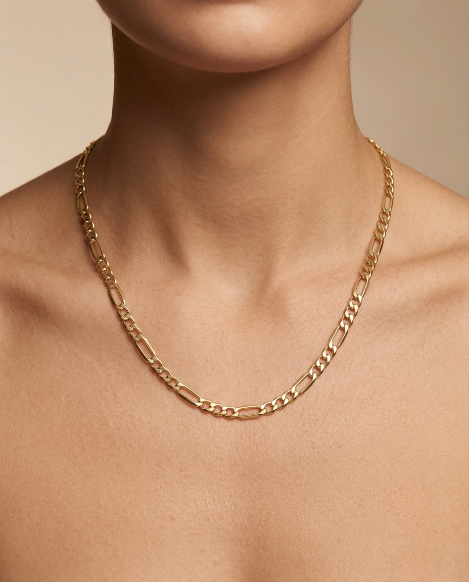 14KT Gold Chain Necklace on model